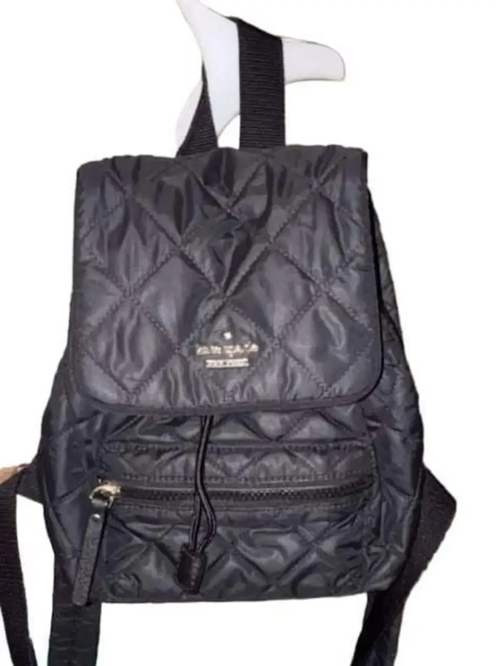 Kate Spade New York Ellie Quilted Nylon Black Large Flap Backpack